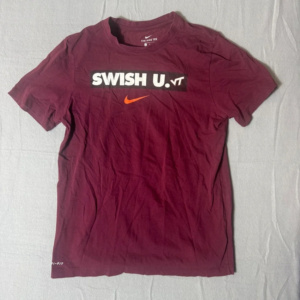 Nike Virginia‎ Tech Swish U VT Dri-FIT Maroon Graphic T-Shirt Mens Medium